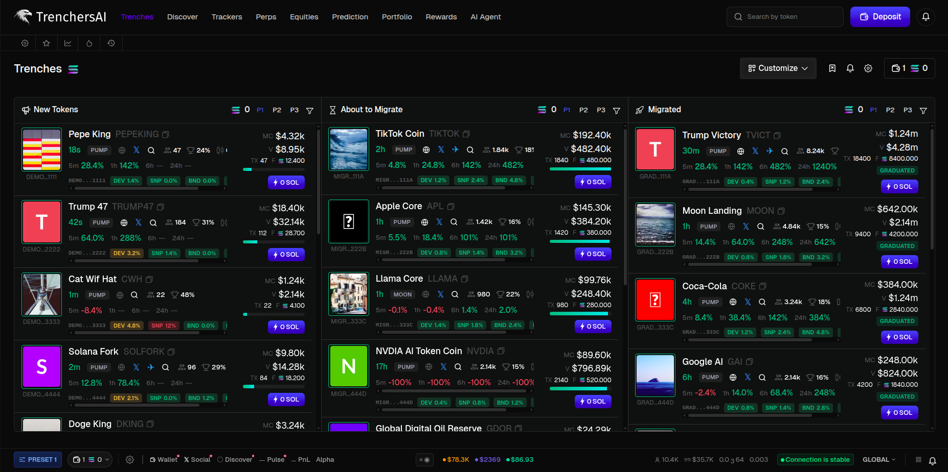 TrenchersAI terminal preview